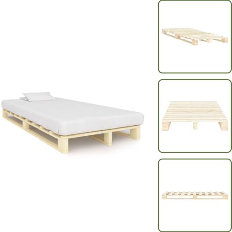 The Living Store Estructura cama palets sin colchón madera maciza pino 120x200cm - Estructura de cama
