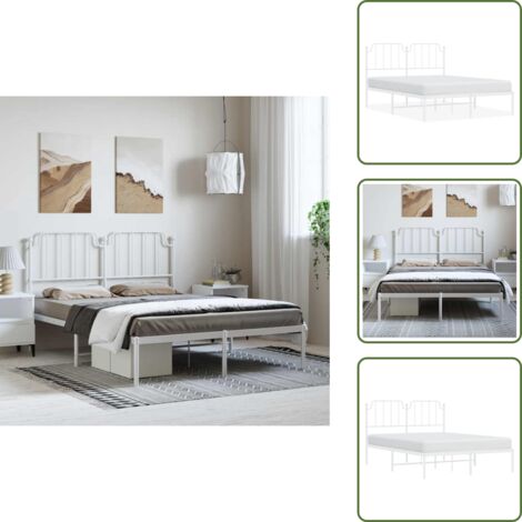 The Living Store Estructura cama sin colchón con cabecero metal blanco 135x190cm - Cama sin colchón