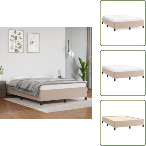 The Living Store Estructura cama sin colchón cuero sintético capuchino 140x200cm - Estructura de cama