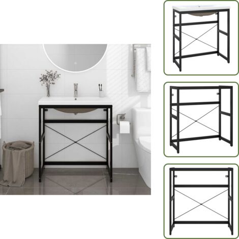 The Living Store Estructura de baño con lavabo incorporado hierro negro - Lavabo empotrado