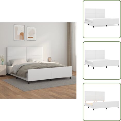The Living Store Estructura de cama cabecero cuero sintético blanco 180x200 cm - Estructura de cama