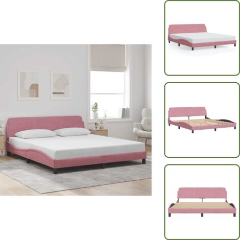 The Living Store Estructura de cama con cabecero Dover terciopelo rosa 180x200 cm - Estructura de cama