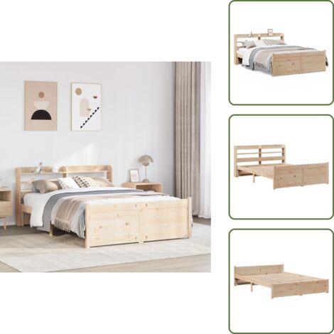 The Living Store Estructura de cama con cabecero madera de pino blanco 150x200cm - Estructura de cama