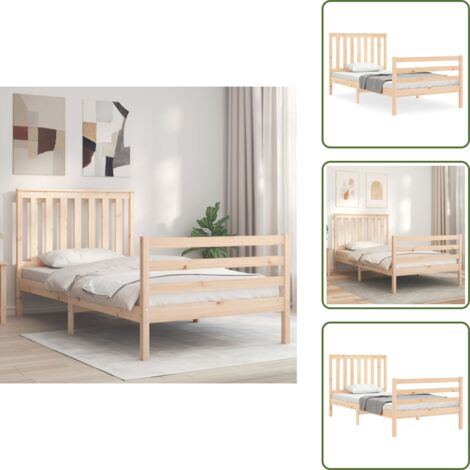 The Living Store Estructura de cama con cabecero madera maciza 100x200 cm - Estructura de cama