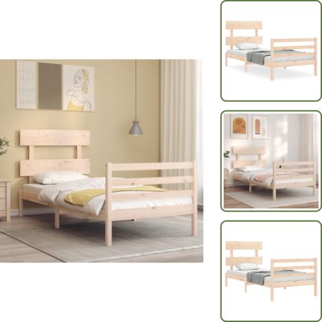 The Living Store Estructura de cama con cabecero madera maciza - Estructura de cama