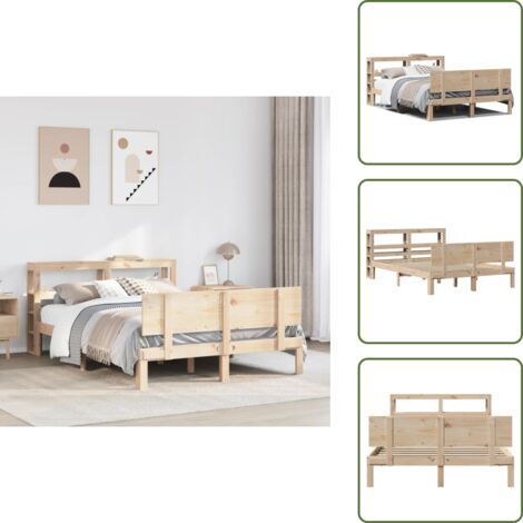 The Living Store Estructura de cama con cabecero madera maciza pino 140x200 cm - Cabecero de cama