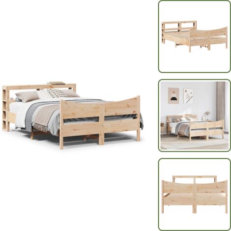 The Living Store Estructura de cama con cabecero madera maciza pino 160x200 cm - Estructura de cama