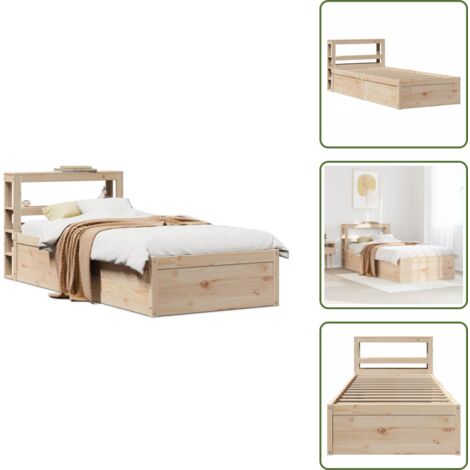 The Living Store Estructura de cama con cabecero madera maciza pino 90x190 cm - Estructura de cama