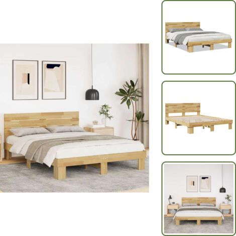 The Living Store Estructura de cama con cabecero sin colchón 135x190 cm - Estructura de cama