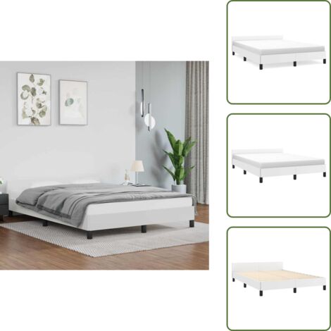 The Living Store Estructura de cama con cabecero sin colchón blanco 140x190 cm - Estructura de cama
