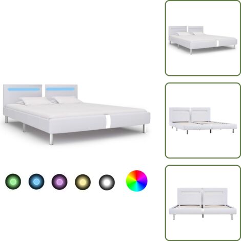 The Living Store Estructura de cama con LED sin colchón blanco 180x200 cm - Cama con tira LED