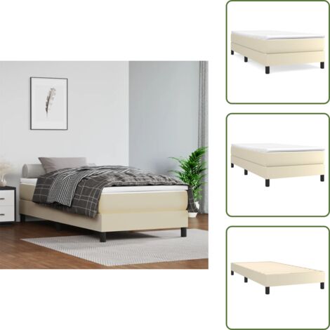 The Living Store Estructura de cama con somier cuero sintético crema 90x200 cm - Estructura de cama