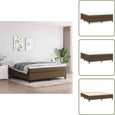 The Living Store Estructura de cama con somier de tela marrón oscuro 160x200 cm - Estructura de cama
