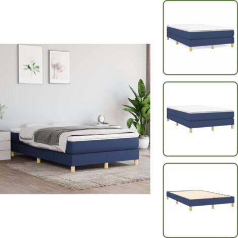 The Living Store Estructura de cama con somier tela azul 120x200 cm - Estructura de cama