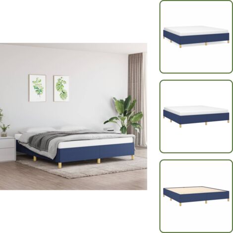 The Living Store Estructura de cama con somier tela azul 160x200 cm - Estructura de cama