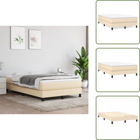 The Living Store Estructura de cama con somier tela crema 120x200 cm - Estructura de cama