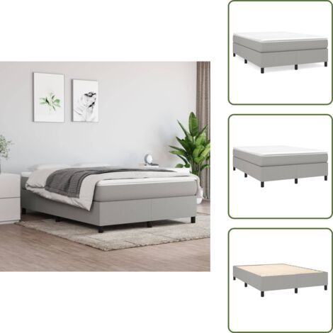 The Living Store Estructura de cama con somier tela gris claro 140x190 cm - Estructura de cama