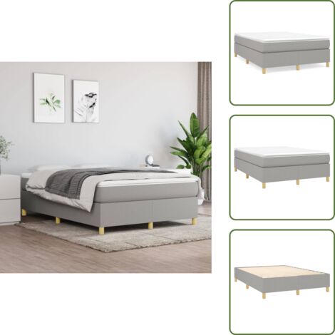 The Living Store Estructura de cama con somier tela gris claro 140x190 cm - Estructura de cama