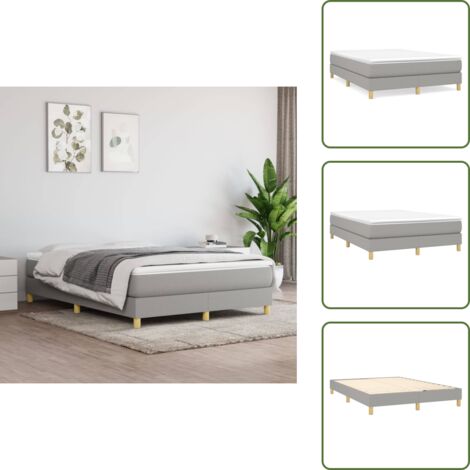 The Living Store Estructura de cama con somier tela gris claro 140x190 cm - Estructura de cama