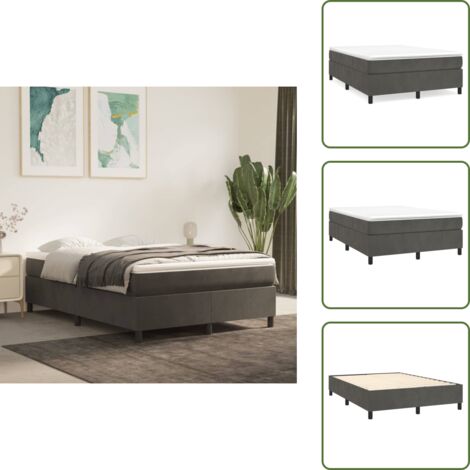 The Living Store Estructura de cama con somier terciopelo gris oscuro 140x190cm - Estructura de cama