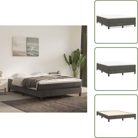 The Living Store Estructura de cama con somier terciopelo gris oscuro 140x190cm - Estructura de cama