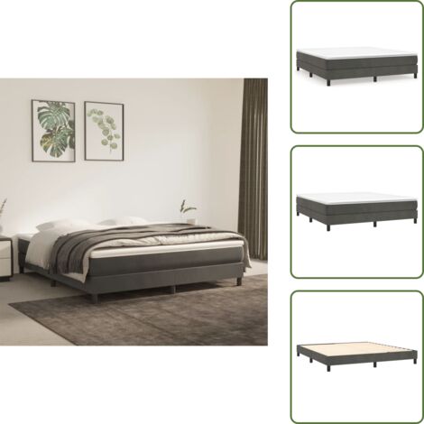 The Living Store Estructura de cama con somier terciopelo gris oscuro 160x200cm - Estructura de cama