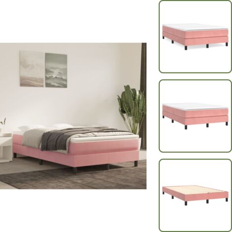 The Living Store Estructura de cama con somier terciopelo rosa 120x200 cm - Estructura de cama