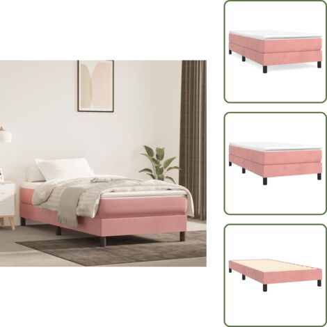 The Living Store Estructura de cama con somier terciopelo rosa 80x200 cm - Estructura de cama