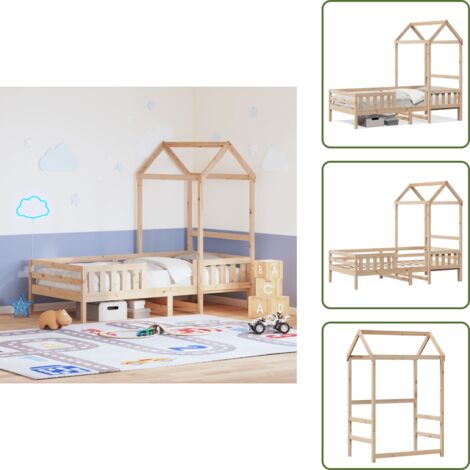 The Living Store Estructura de cama con techo madera maciza de pino 80x200 cm - Estructura de cama
