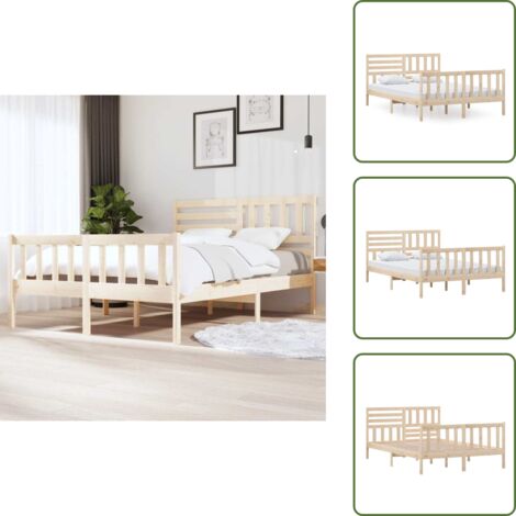 The Living Store Estructura de cama de madera maciza 140x200 cm - Estructura de cama
