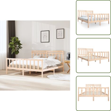 The Living Store Estructura de cama de madera maciza 160x200 cm - Estructura de cama