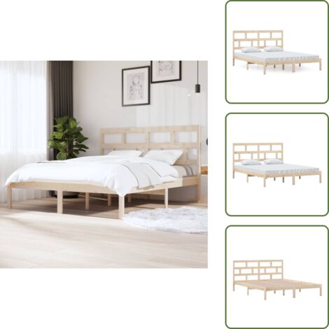 The Living Store Estructura de cama de madera maciza de pino 160x200 cm - Estructura de cama