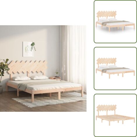 The Living Store Estructura de cama de madera maciza de pino 160x200 cm - Estructura de cama