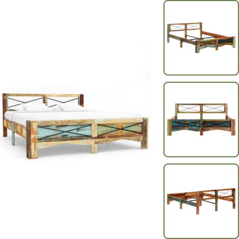 The Living Store Estructura de cama de madera maciza reciclada 160x200 cm - Estructura de cama
