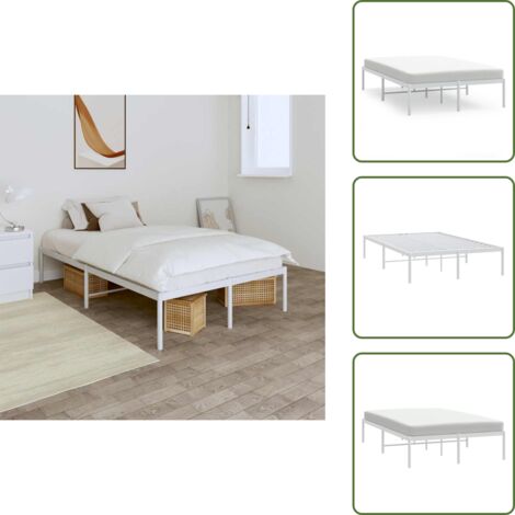 The Living Store Estructura de cama de metal blanca 120x190 cm - Cama de metal