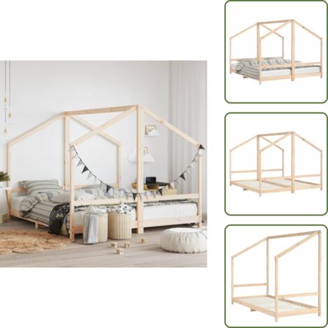 The Living Store Estructura de cama de niños madera maciza de pino 2x(90x200) cm - Estructura de cama