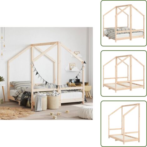 The Living Store Estructura de cama deniños madera maciza de pino 2x(70x140) cm - Estructura de cama