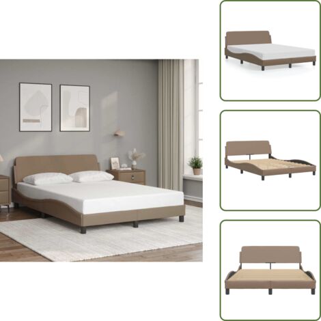 The Living Store Estructura de cama Dover cuero sintético capuchino 140x200cm - Estructura de cama