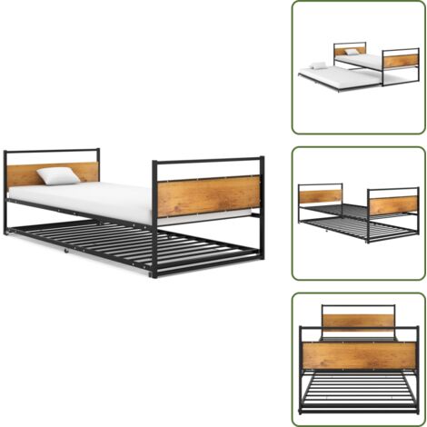 The Living Store Estructura de cama extraíble sin colchón metal negro 90x200 cm - Estructura de cama