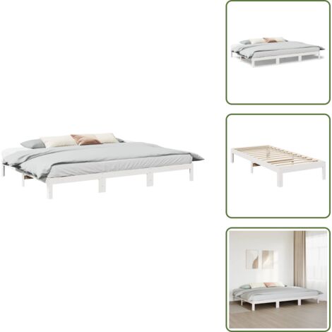 The Living Store Estructura de cama familiar sin colchón blanco 240x200 cm - Estructura de cama