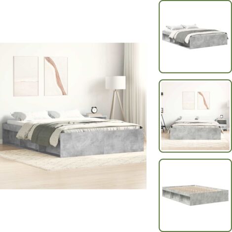 The Living Store Estructura de cama gris hormigón 140x200 cm - Estructura de cama