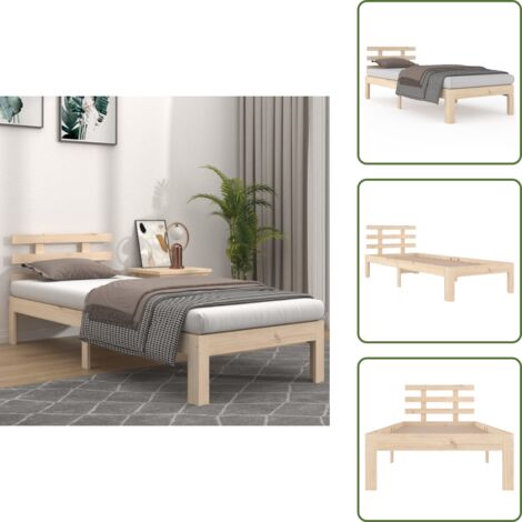 The Living Store Estructura de cama individual sin colchón 75x190 cm - Estructura de cama
