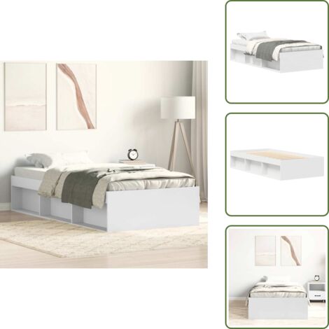 The Living Store Estructura de cama individual sin colchón blanco 75x190 cm - Estructura de cama