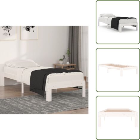 The Living Store Estructura de cama individual sin colchón blanco 75x190 cm - Estructura de cama