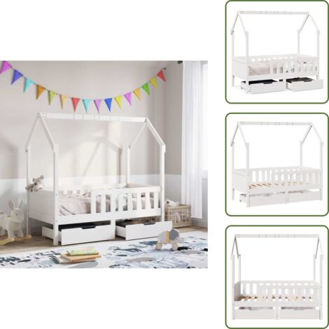 The Living Store Estructura de cama infantil con cajones madera de pino 80x170cm - Estructura de cama