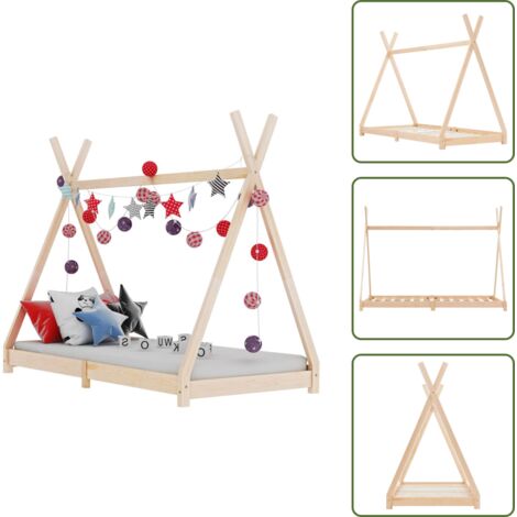 The Living Store Estructura de cama infantil de madera maciza de pino 90x200 cm - Estructura de cama