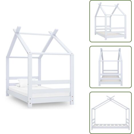 The Living Store Estructura de cama infantil madera maciza pino blanco 70x140 cm - Estructura de cama