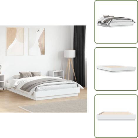 The Living Store Estructura de cama madera de ingeniería blanca 135x190 cm - Estructura de cama