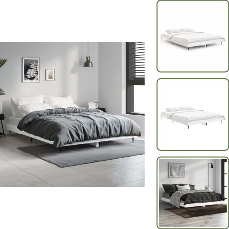 The Living Store Estructura de cama madera de ingeniería blanca 135x190 cm - Estructura de cama