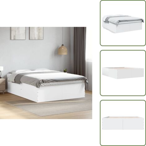 The Living Store Estructura de cama madera de ingeniería blanca 160x200 cm - Estructura de cama